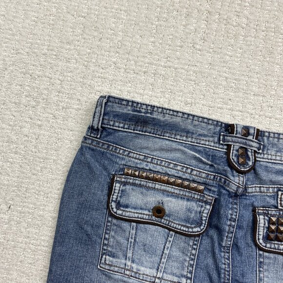 Y2K 2000's Guess Jeans Mini Skirt Size 30 Goth Emo Studded Punk Grunge Denim - Picture 12 of 13